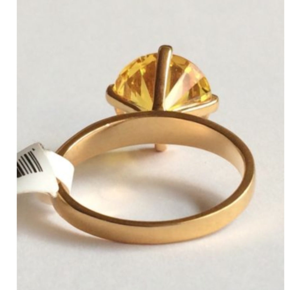 Gold Citrine Cocktail Ring Size 10 Canary Yellow - Picture 7 of 8